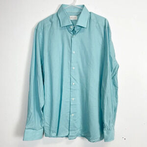 NEW Jack Victor Shirt Mens XL Blue Long Sleeve Linen Cotton Button Up NWOT
